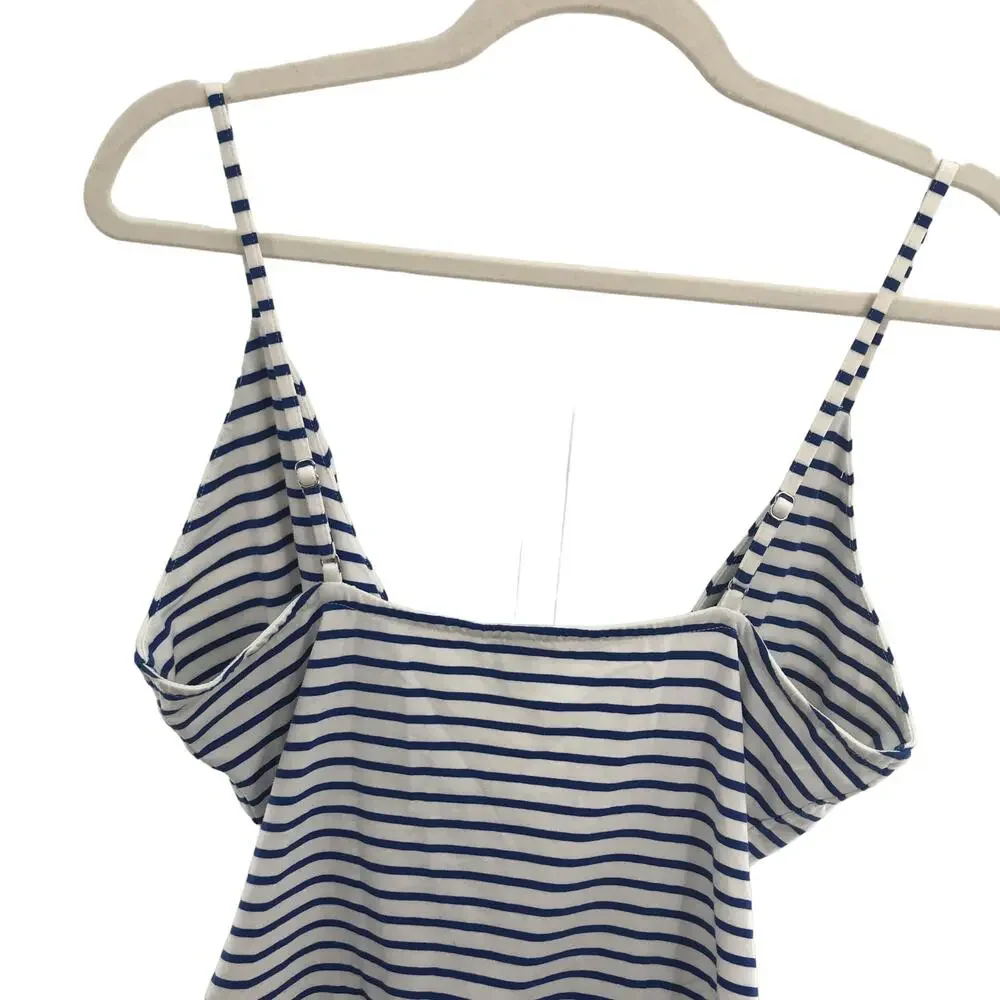J. Crew Crossover Blue Striped White Nautical Surplice Bodysuit